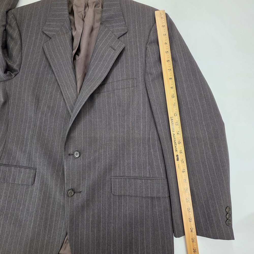 Mens Gray Pinstripe Suit 42R Nino Cerruti Rue Royale Vintage 2 Piece USA - Picture 14 of 16